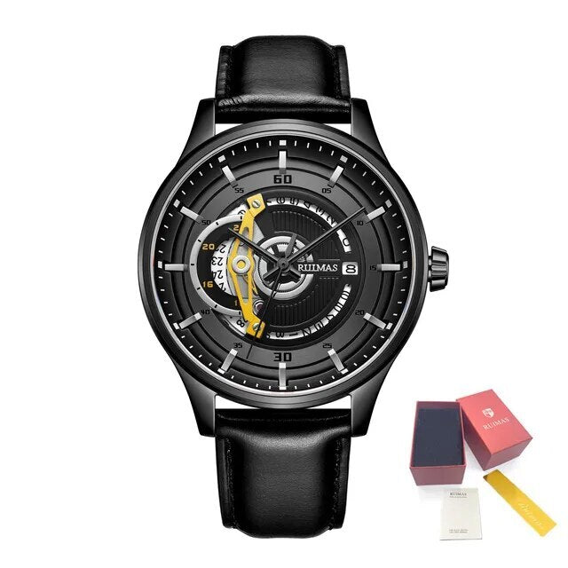 RUIMAS Mens Watches Luxury Fashion Sports Wristwatch Leather Strap Men's Army Military Watch Automatic Mechanical Man Clock 6786