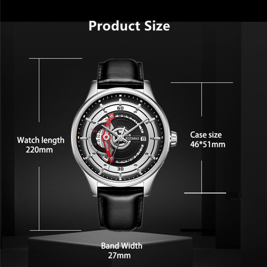 RUIMAS Mens Watches Luxury Fashion Sports Wristwatch Leather Strap Men's Army Military Watch Automatic Mechanical Man Clock 6786