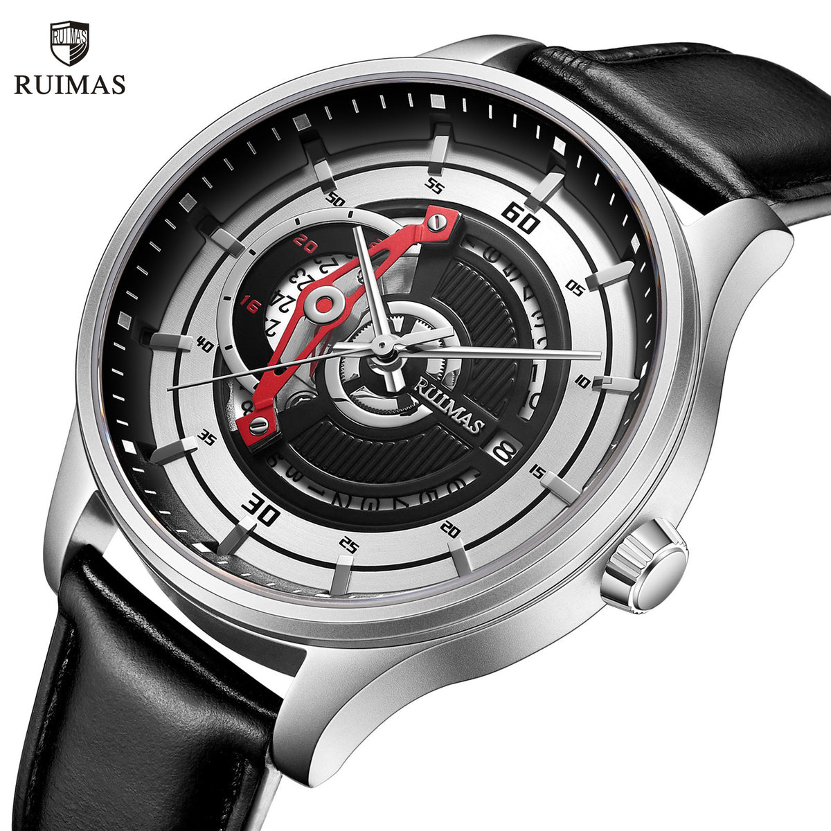 RUIMAS Mens Watches Luxury Fashion Sports Wristwatch Leather Strap Men's Army Military Watch Automatic Mechanical Man Clock 6786