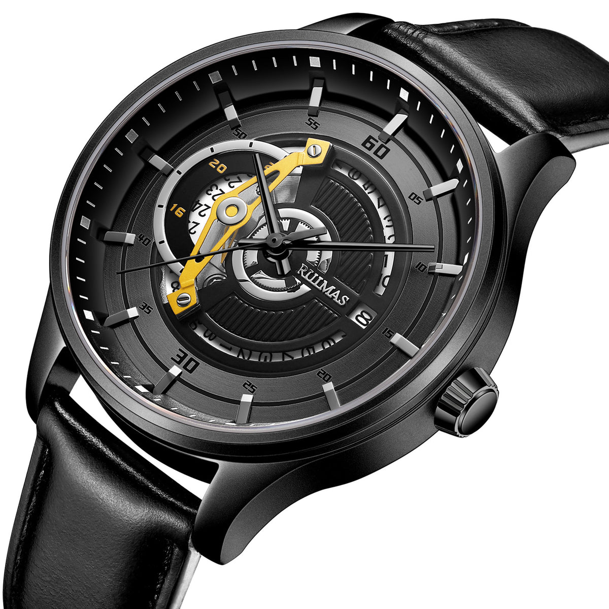 RUIMAS Mens Watches Luxury Fashion Sports Wristwatch Leather Strap Men's Army Military Watch Automatic Mechanical Man Clock 6786